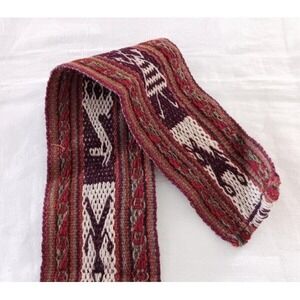 Lot 2 Vintage Hand Woven Peruvian Andean Wool Wall Art Textiles Peru